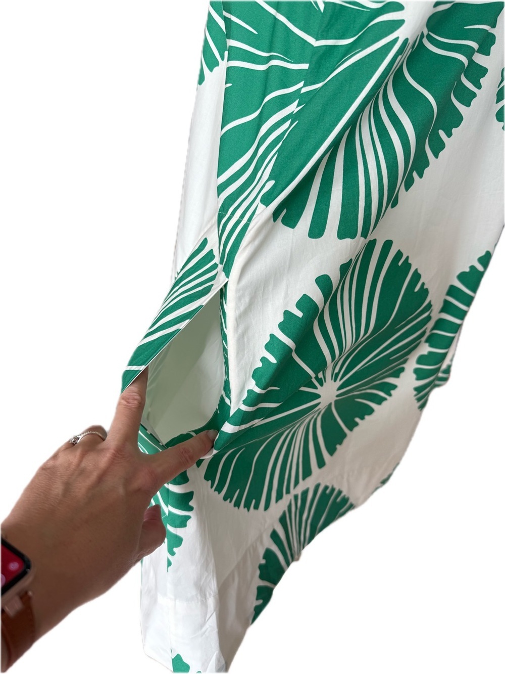 Banana Republic White Poplin Swing Mini Dress with Green Radiant Print NWT - Picture 5 of 11